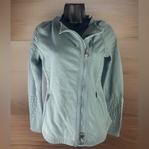 Athleta STELLAR Moto Jacket Women's Sage Small Petite Asymmetric Full Perform
